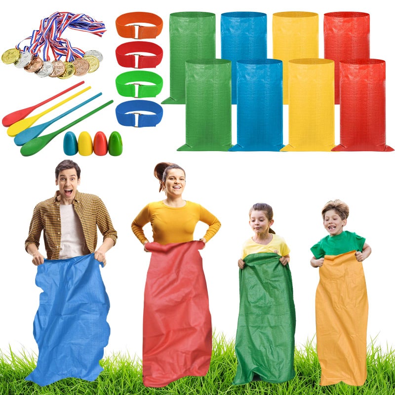 succulentlovers Potato Sack Race Bags - 25 PCS Outdoor Games Sack Race Bags  3-Legged Race Bands  Egg Spoon Relay Race  Plastic Medals  Carnival Outdoor Lawn Party Games for Adults & Family - Image 1